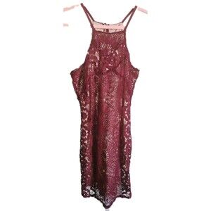 Francesca’s Red & Beige Crochet Dress‎ Women’s Small Boho Sleeveless